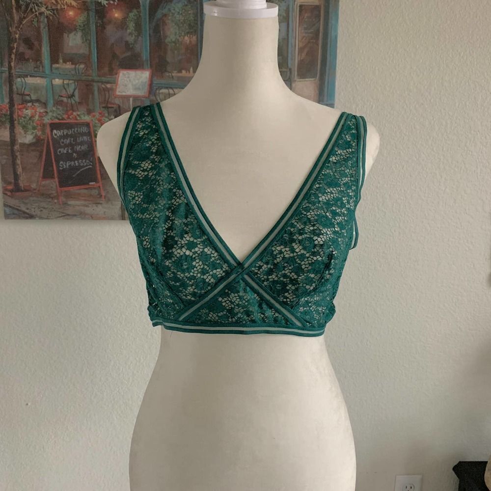 Victorias Secret green lace bralet bra sz L womens
